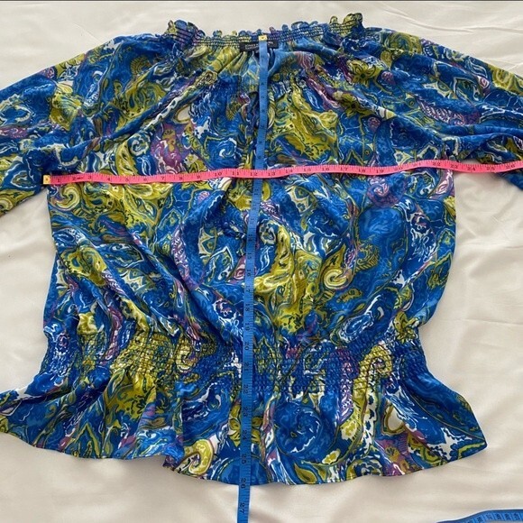 NWT.  Jones NY Blue Pink Floral Abstract Design Jewel Neck L-Sleeve Sexy Size 1X - Picture 13 of 13